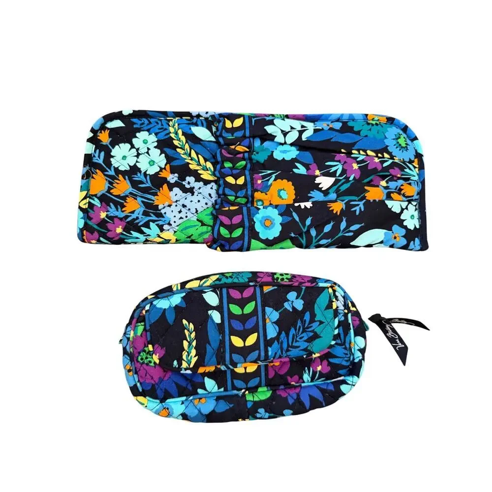 Vera Bradley Cosmetic Case Bag & Matching Case Daisy Paisley Rosey Garden Java